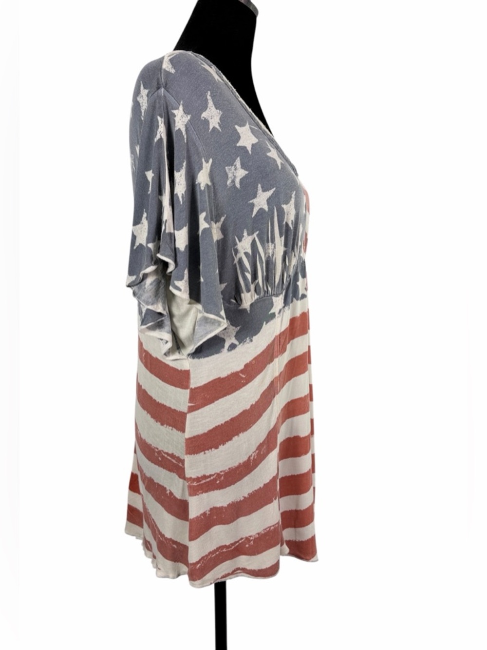 VENUS American Flag Boho Tunic Top Patriotic Summer Shirt Size M - Picture 3 of 11